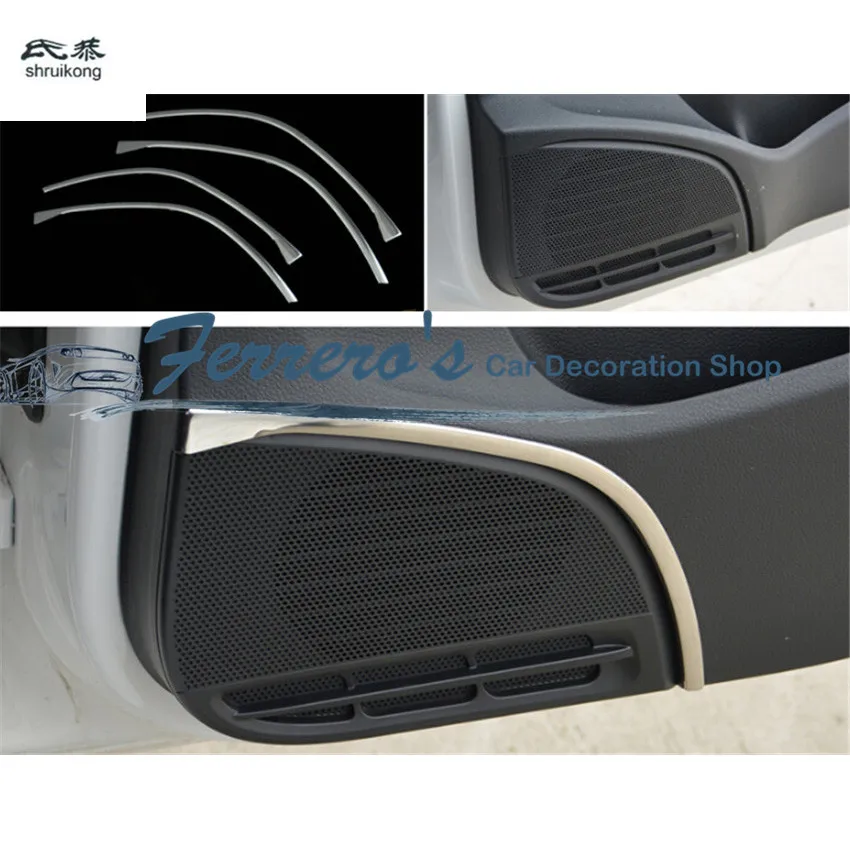 4PCS/Lot Car Stickers Stainless Steel Door Sound Speaker Cover Decoration Sequins for 2011-2017 Volkswagen VW POLO 6R 6C