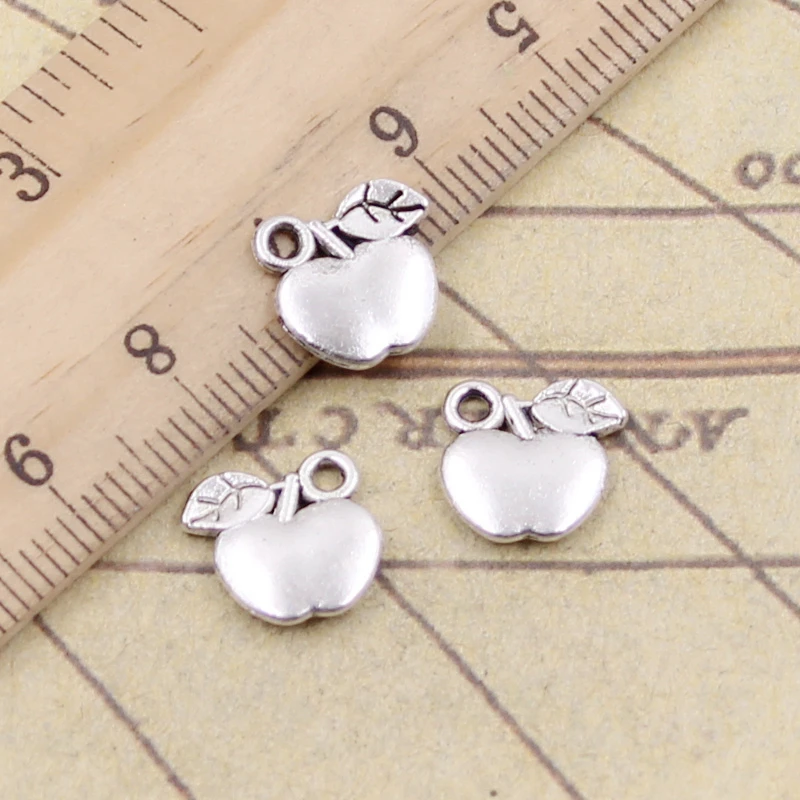 30pcs Charms Apple 10x10mm Tibetan Bronze Silver Color Pendants Antique Jewelry Making DIY Handmade Craft