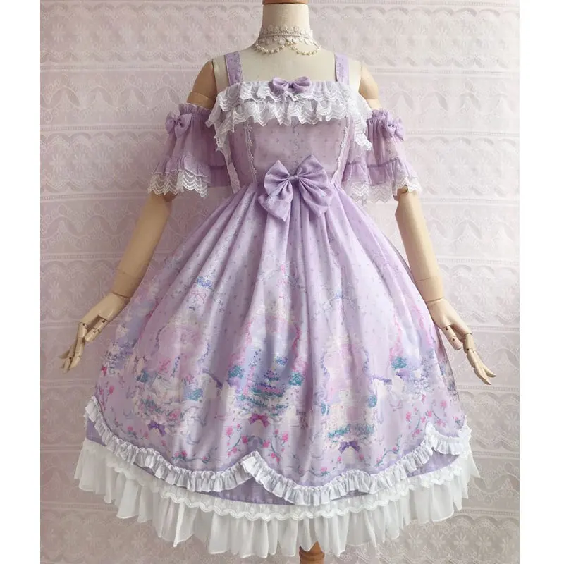 Unicorn's Secret Garden ~ Sweet Printed Lolita JSK Dress w. Detachable Sleeves by Yiliya