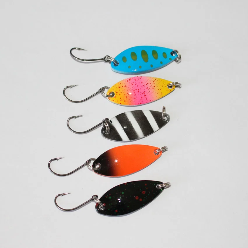 hot sale 3.2cm/5g single hook fishing spoon lure metal bait pesca fishing tackle trout lure fishing bait 30pcs/lot swimbait