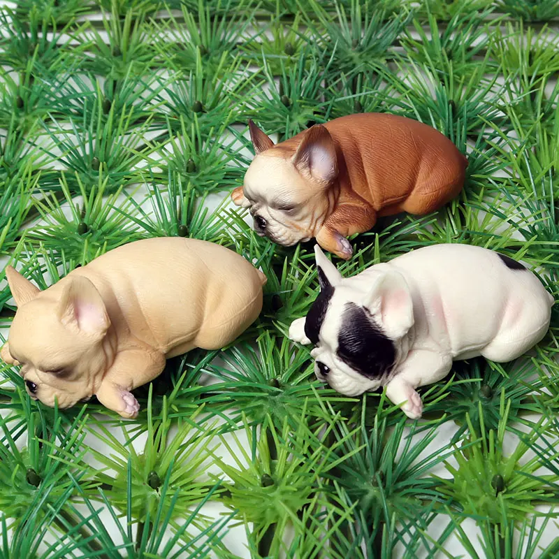 Oenux Schöne französische Bulldogge, Tiere, süßer Welpe, Schlaf, fauler Hund, Actionfiguren, Modellfigur, PVC, Heimdekoration, Bildungsspielzeug – Detail 16
