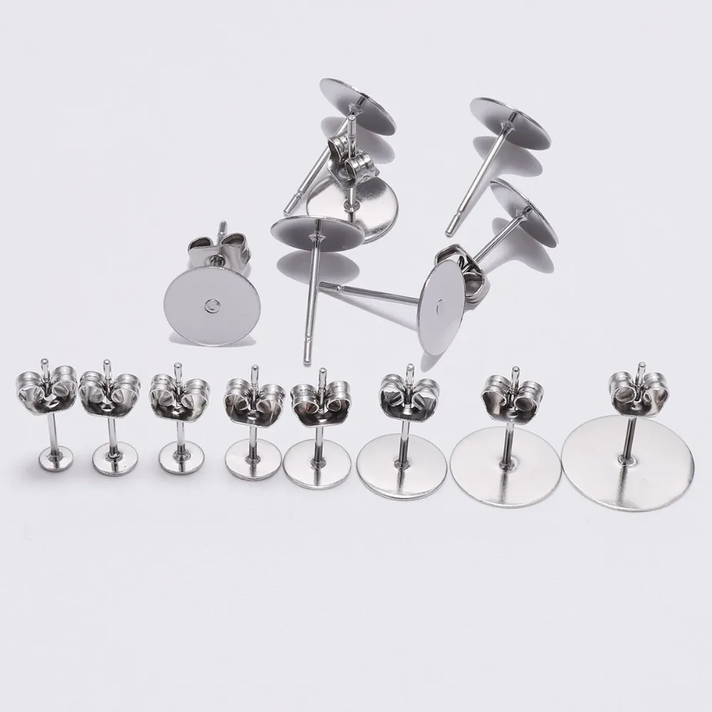 20-100 teile/los Gold Edelstahl Blank Post Ohrring Bolzen Basis Pins Mit Ohrring Stecker Erkenntnisse Ohr Zurück Für DIY Schmuck Machen – Detail 15