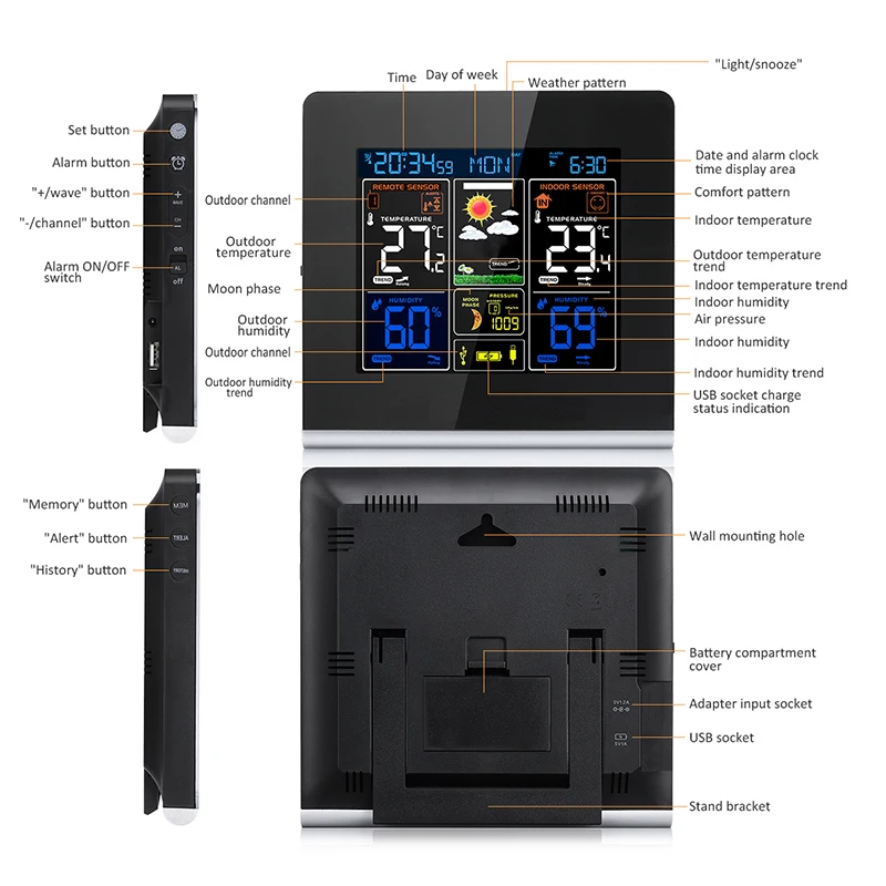 Wholesale automatic forecast hygrometer thermometer digital weather station wireless indoor outdoor