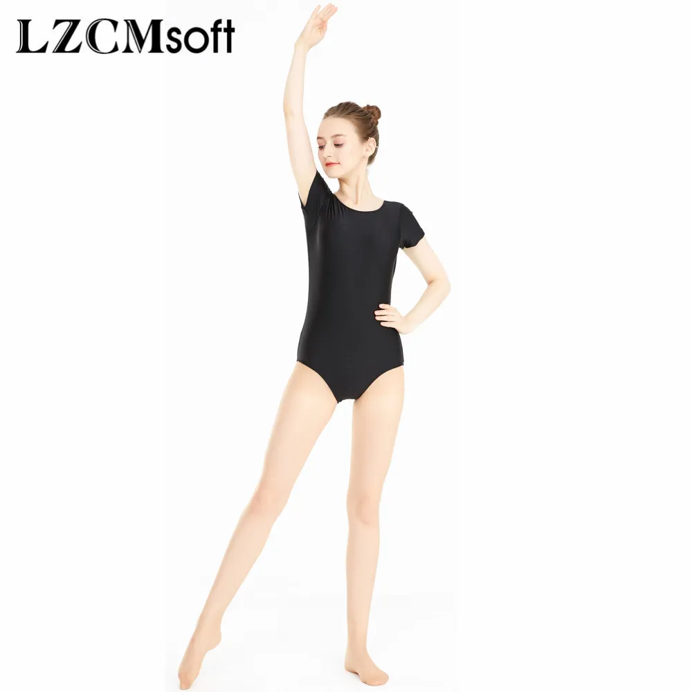 LZCMsoft Women\'s Team Basic Classic Short Sleeve Leotard for Girls Ballet Dance Leotards Gymnastics Nylon Spandex Dancewear