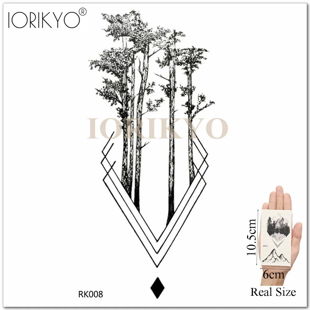 IORIKYO Water Transfer Geometric Lion Tatoos Stickers Men Skull Arm Temporary Tattoo Women Tattoo Mountain Triangle Black Tattoo