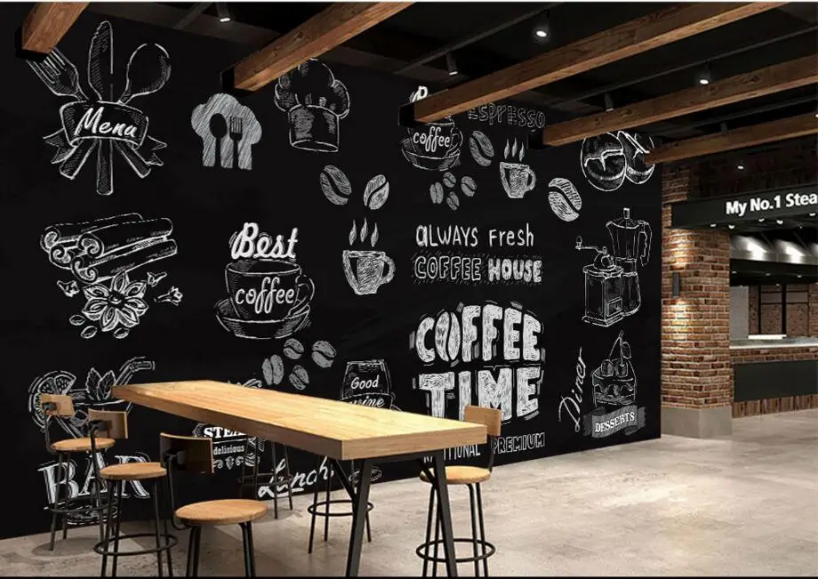 

Custom retro wallpaper,Hand-painted coffee dessert,3D photo murals for the restaurant cafe hotel background PVC wallpaper