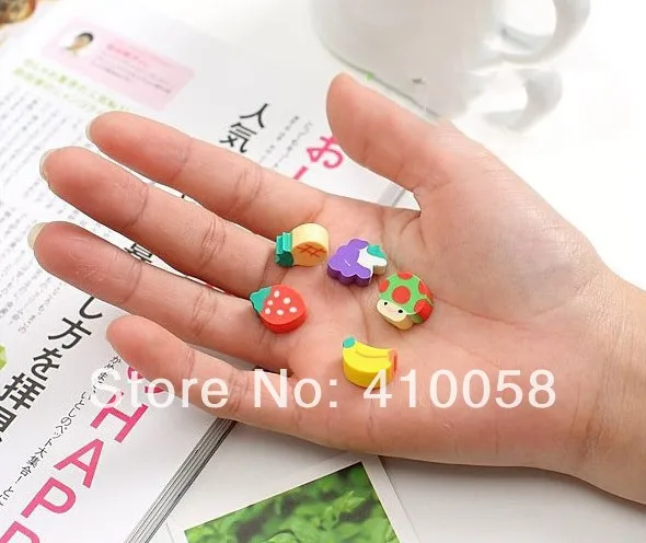 free shipping  school eraser children colorful fruit  eraser stationery mixed style fruit eraser 100 pieces per lot