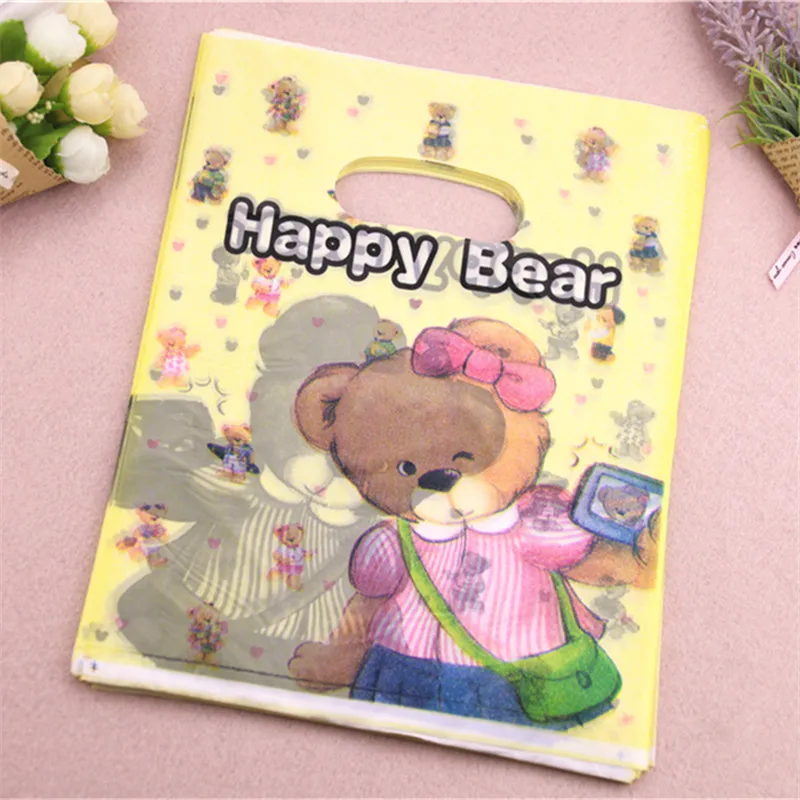 New Design Wholesale 100pcs/lot 20*25cm Lovely Happy Bear Sachet Cadeau Plastic Sachet Plastique Bonbon