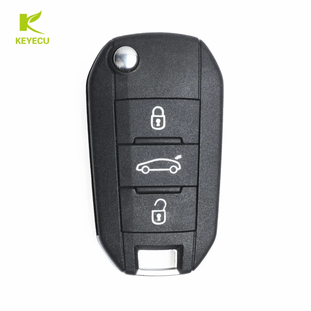 

KEYECU 3 Button Replacement Flip Remote Key Fob 433MHz With ID46 Chip for Peugeot 508 2010-2015 Uncut Blade 5FA010 353-06