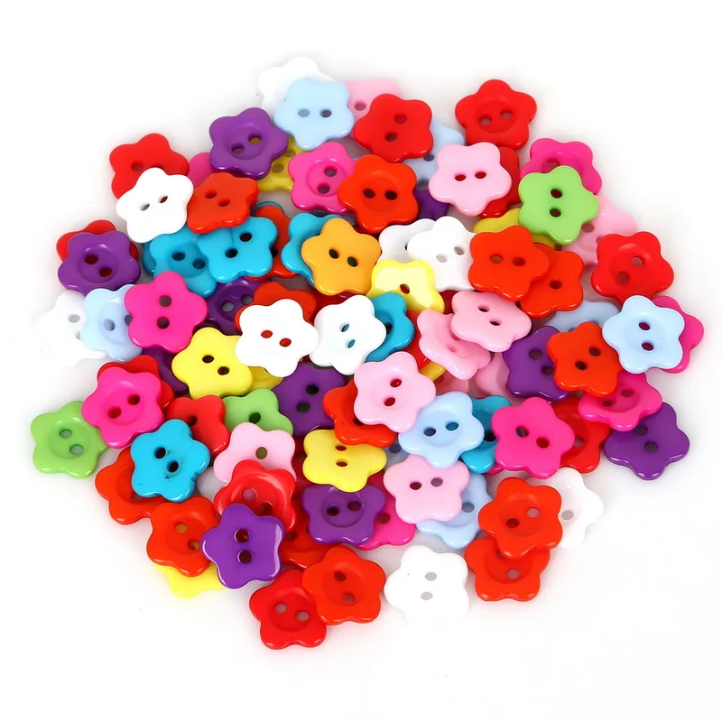 50pcs 10mm 12mm Mixed Color Flower Plastic Button Baby Sewing Button Decoration/Sewing/Craft/Scrapbook Accessories Wholesale