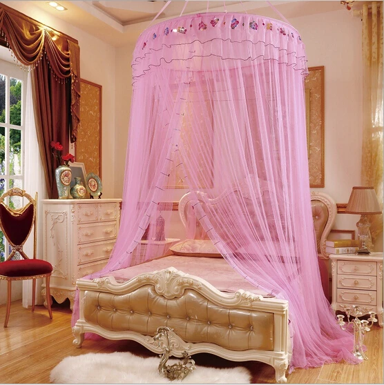 1PC Mosquito Net Princess Style Round Lace Insect Bedding Canopy Durable Bed Curtain Dome Mosquito Net for Double Bed KR 018