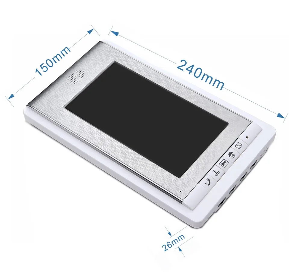 Monitor lcd de 7 polegadas, com fio, vídeo, campainha da porta, sistema de intercomunicação, caixa de alumínio, id, keyfobs, desbloqueio por 2 vias