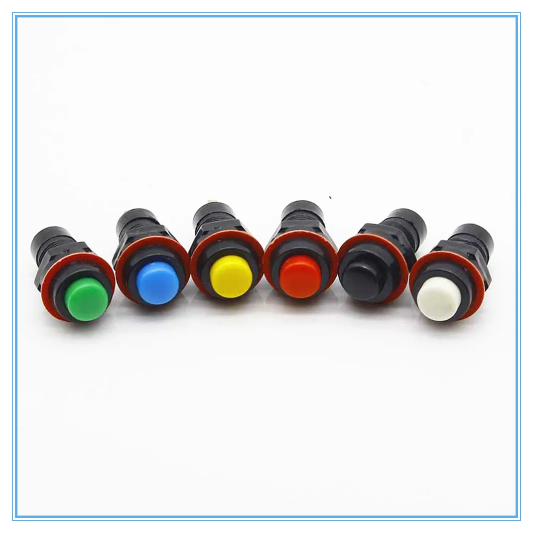 10mm Selbst-Lock /Momentary Taster Schalter Runde Kappe AC 250V/1A Push Button Schalter