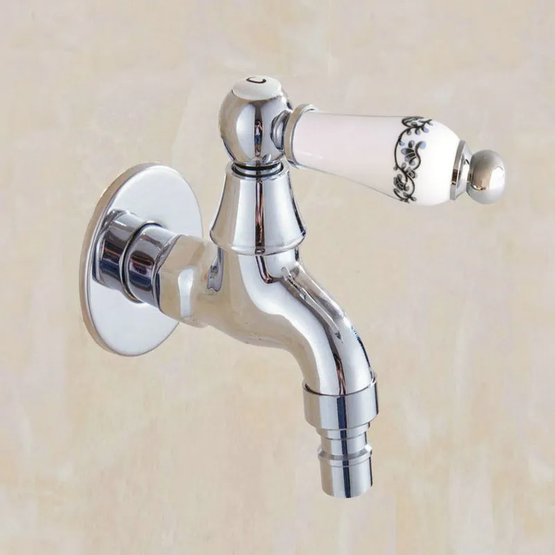 Polished Chrome Wall Mounted Garden Washing Machine Water Tap Faucet Brass Mop Pool Sink Faucet Water Tap KD086