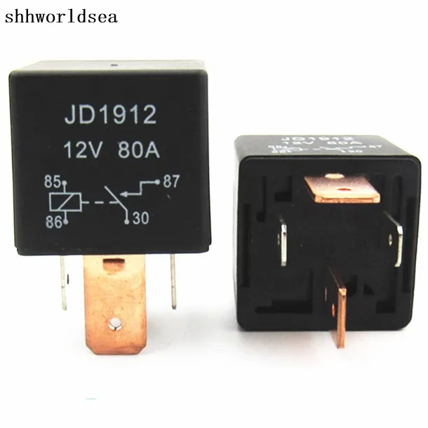 shhworldsea 1pcs 5pcs 30pcs 12v 80A 4Pin Car Relay Automotive On/Off Normally Open Car Truck Boat SPST Relays High Power