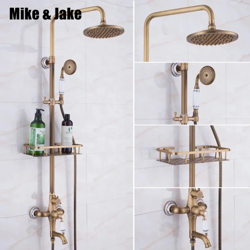 

Bathroom antique shower set with ceramic wall shower faucet antique shower set Antique Shower Bathtub hot&cold Faucet Sets