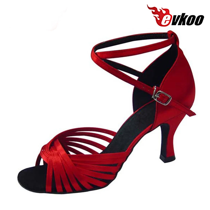 Evkoodance OEM Color Latin Dance Shoes For Ladies Made By High Quality Satin Material 7cm Heel Height Dancing Party Shoes dance