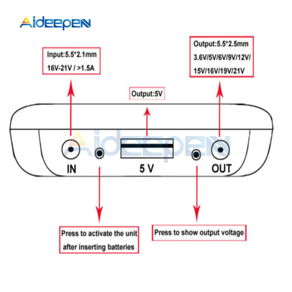 3.3A 5V 12V 19V 21V Mobile Power Bank Six 18650 Battery Charger For 19V Laptop 5V Phone Not Include Battery