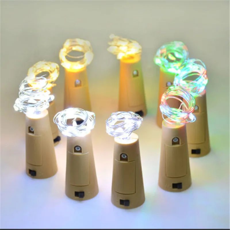 Guirnalda de alambre de cobre de 2M, 20LED, Corker, cadena de luces de hadas para botella artesanal de vidrio, decoración de Año Nuevo/Navidad/boda