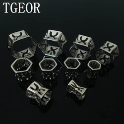 Retail mixed 8 gauges 1pcs surgical Stainless Steel multi hollows double flare carved X ear tunnels