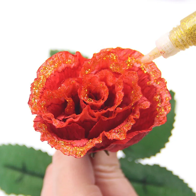 12 Colors Set Glitter Powder Liquid Adhesive Painting Making Paper Flower Crafts Children Art Drawing Pigment Glue Pen Tool Gift
