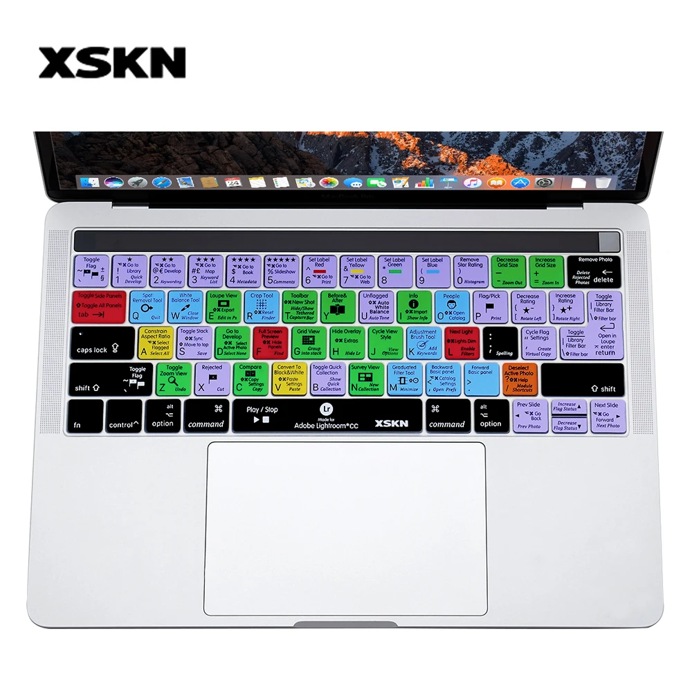 

XSKN for Lightroom Classic/CC Shortcut Keyboard Cover for Touch Bar MacBook Pro 13 A1706 A1989 A2159, Macbook Pro 15 A1707 A1990