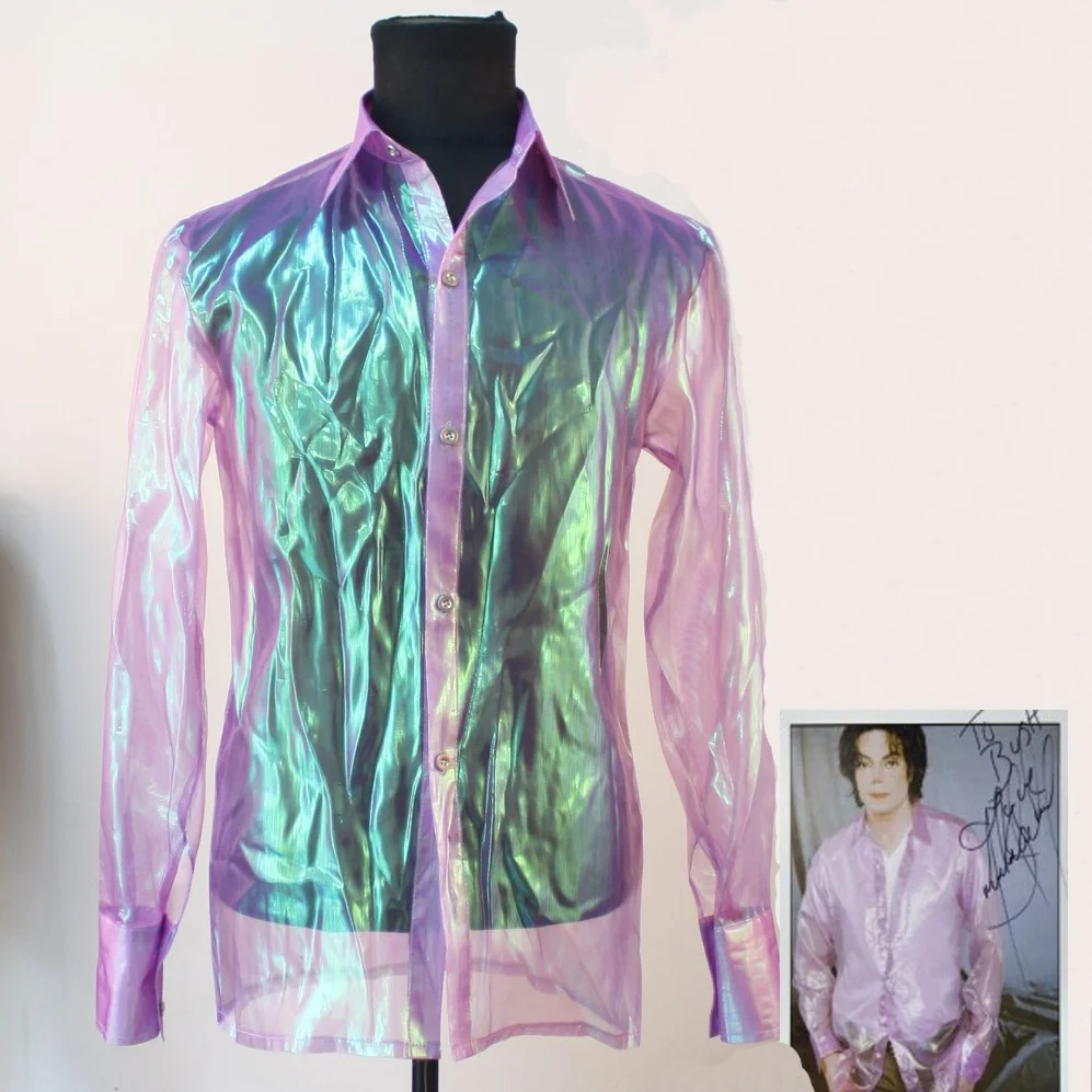 Impersonator Michael Joseph Jackson Costumes Stuff  lucency Shirt BLUE SEE-THROUGH - THIS IS IT SHIRT