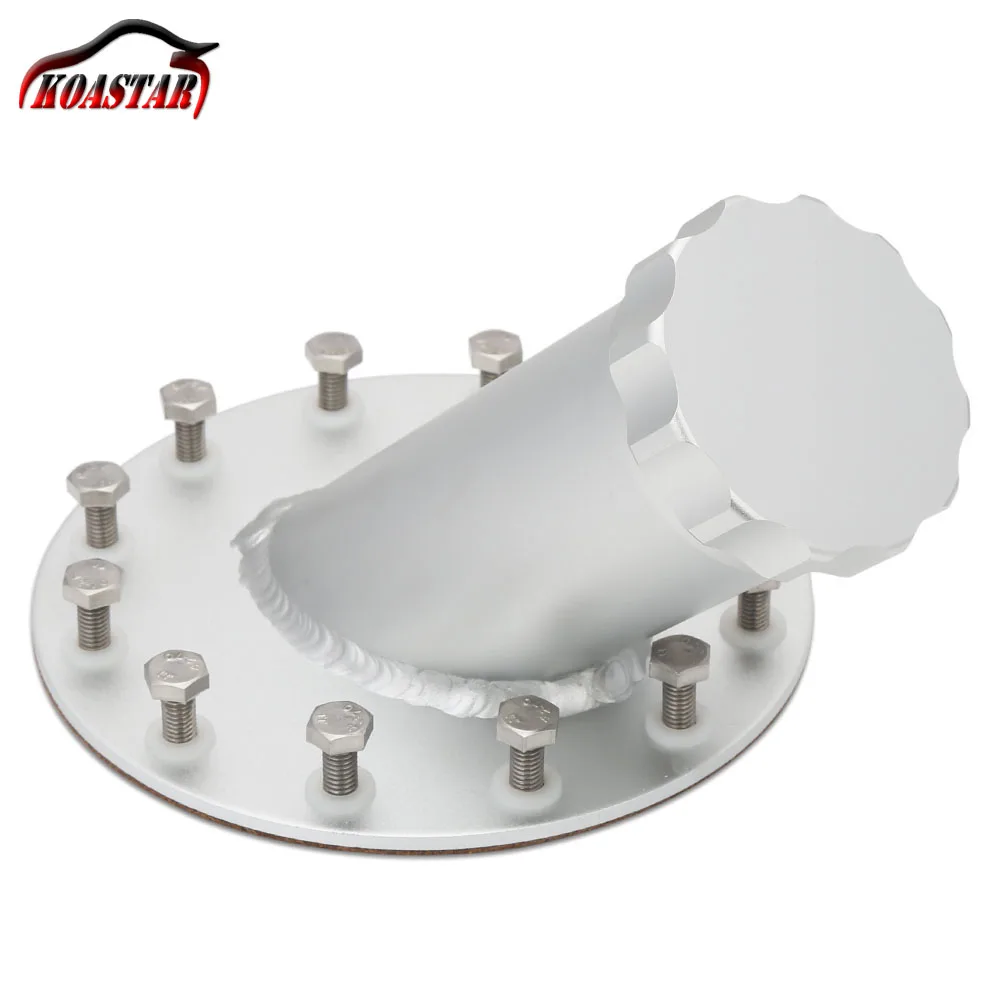 12.5cm Aluminum Billet Fuel Cell Fuel Surge Tank Cap 12 Bolts Fuel Cap 45 Degree Filler Neck