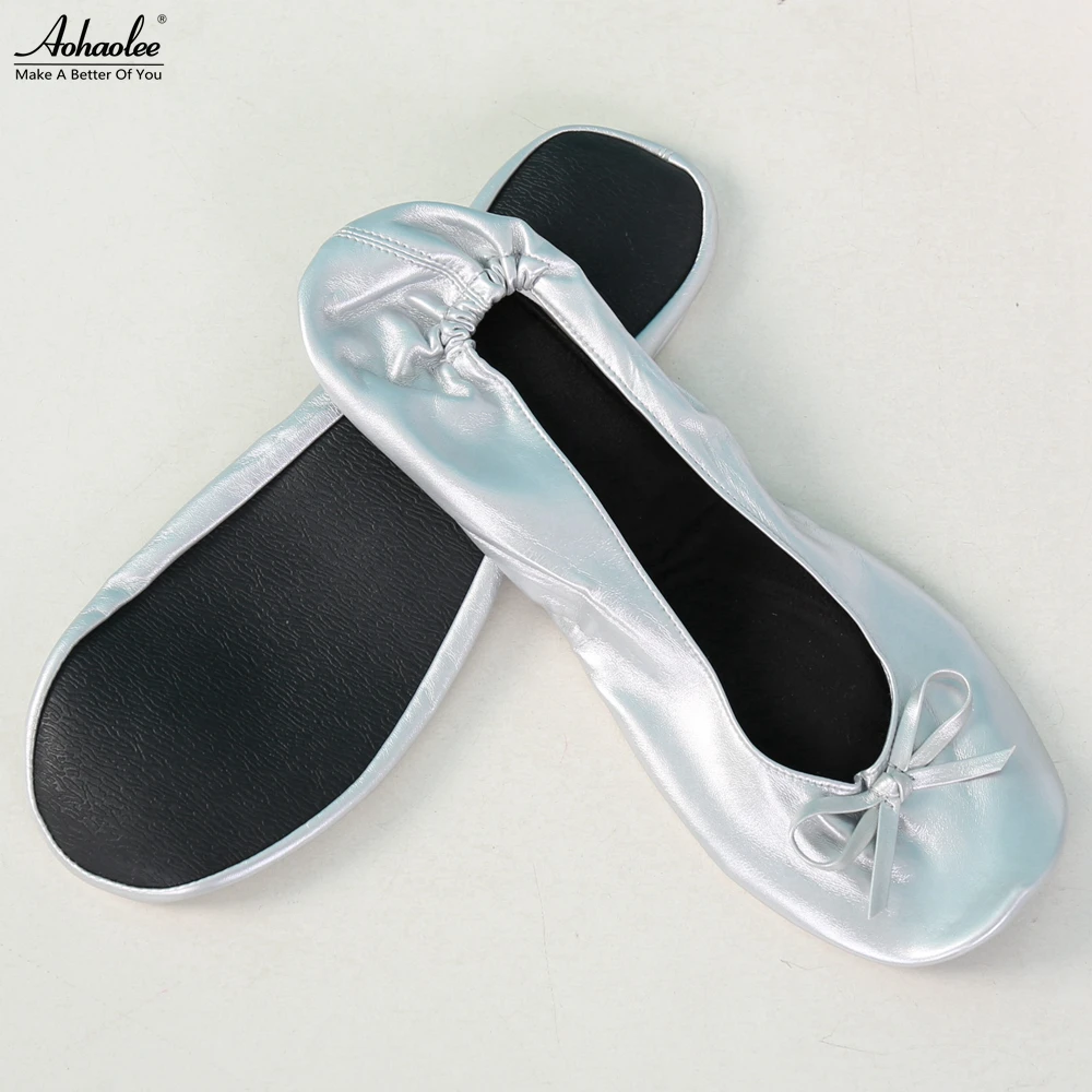 After Party Shoes Foldable Ballet Flats Portable Travel Fold Up Shoe Prom Ballerina Flats Roll Up for Bridal Wedding Party Shoes