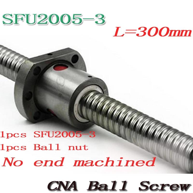 NEW 20mm SFU2005 300mm Ball Screw Rolled ballscrew SFU2005 300mm with single 2005 flange ballnut for CNC part part Free Shipping