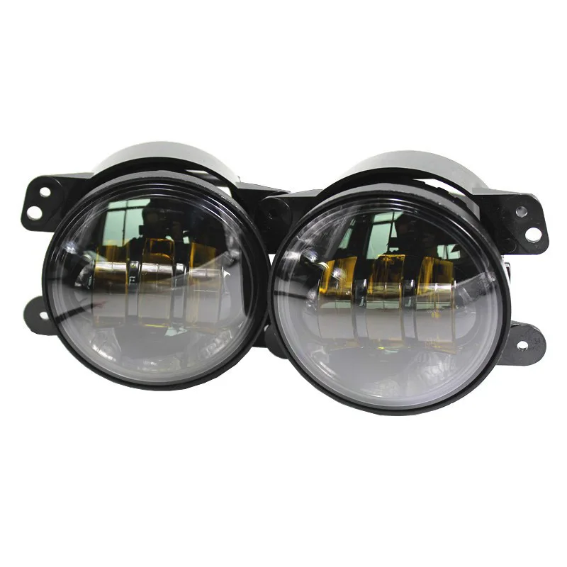 Pair 4 Inch 30W 6000K Round Led Fog Lights Projector Driving Fog Lamps Amber/Yellow For Jeep Wrangler JK TJ LJ Dodge Journey