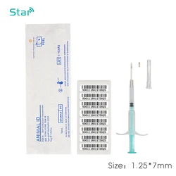 Injector IC animal com ISO FDX-B Injection Chip Transponder, 1.25*7mm, seringa RFID, cão, animal de estimação, porco, 8pcs