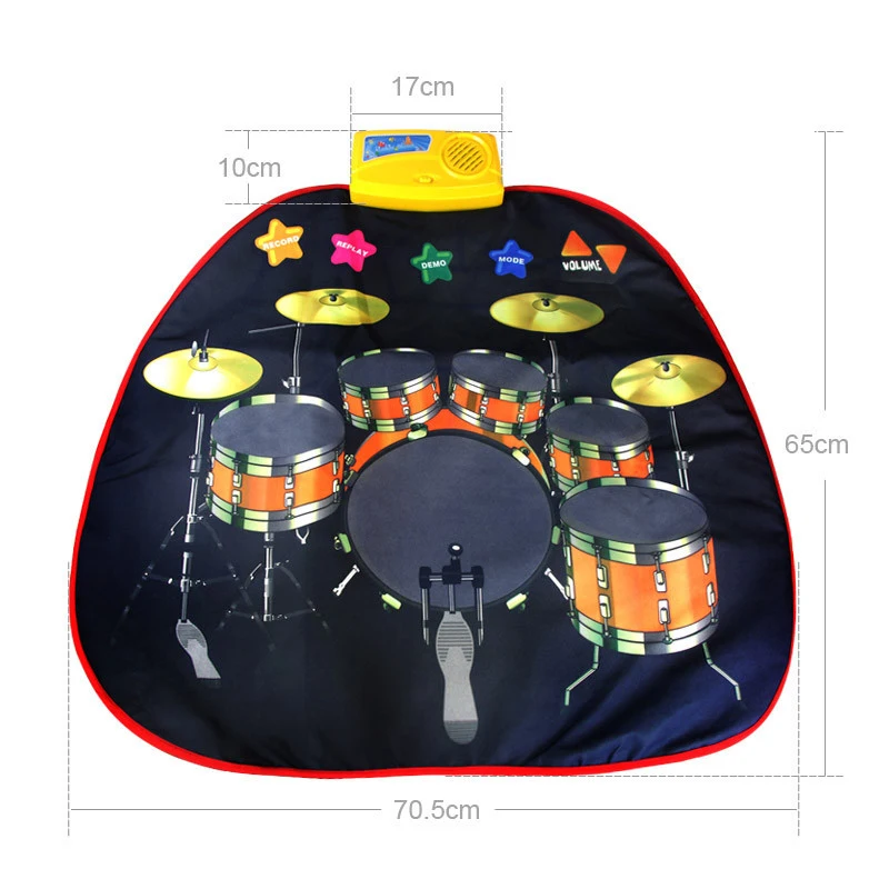 Juego de tambor de Jazz con dibujo de pie divertido para niños, manta de instrumentos musicales, alfombra de juego, juguetes para padres e hijos, Pedal, juguete educativo Musical