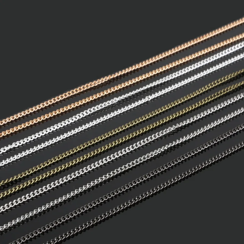 

5m/lot Rhodium/Silver/Gold/Gunmetal/Antique Bronze Plated Necklace Chains Brass Bulk for DIY Jewelry Making Materials