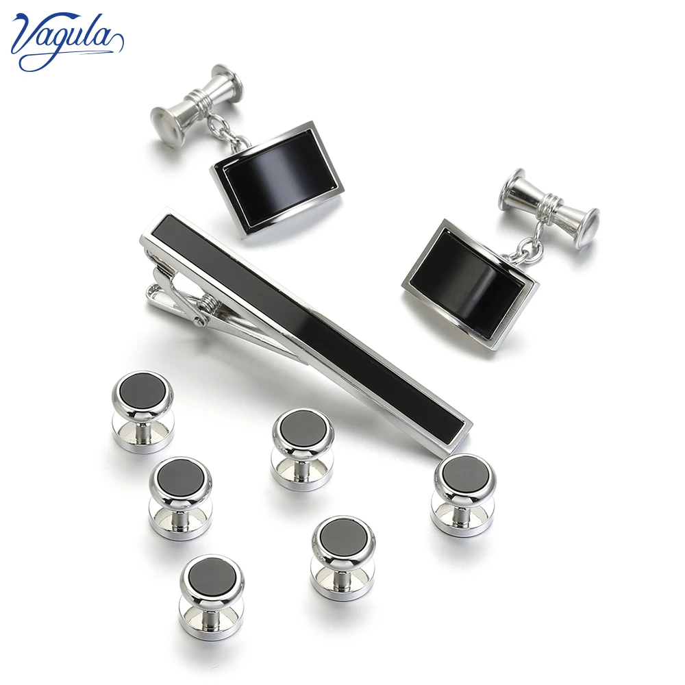 

VAGULA Trendy Cufflink Tie Clip Pin Bar Collar Stud 9 PCS Set Spinki Tuxedo Gemelos Cuff Link Men Jewelry Wedding Gift 106