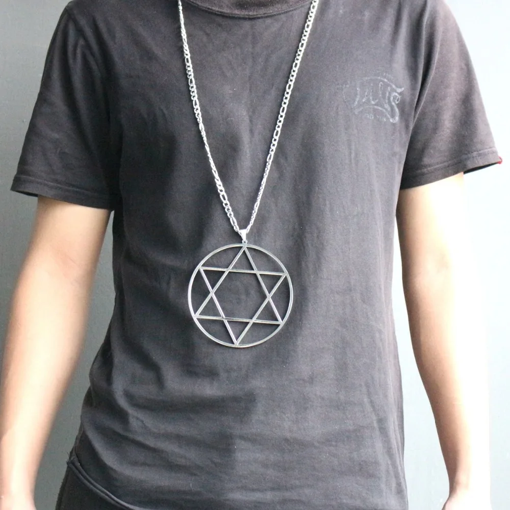 NK Figaro chain Large 4 inch Size Stainless Steel hexagram star of David Wicca paganism Pendant Necklace