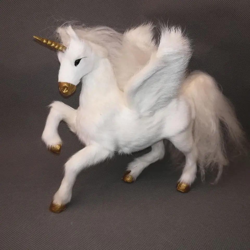 real life toy white unicorn large 24x20CM hard model,polyethylene&fur unicorn with wings ,decoration toy gift h0068