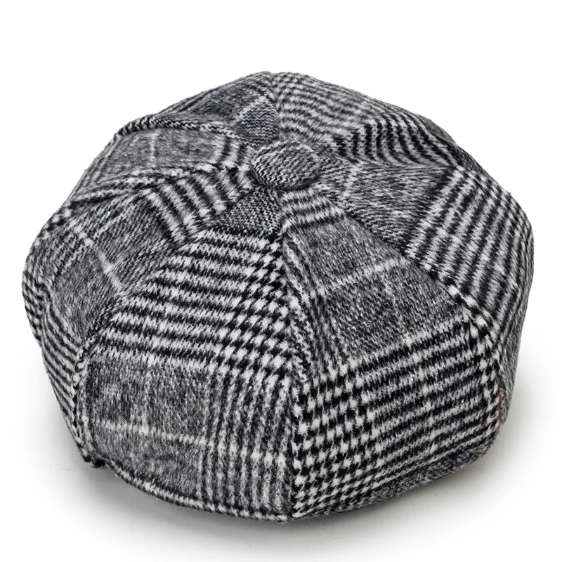 COKK Newsboy Cap Plaid Octagonal Hats For Women Men Classic Vintage Beret Autumn Winter Hats For Ladies Girl Beret Hat Female