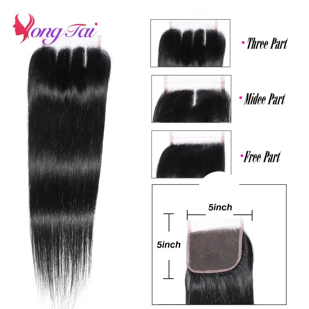 5X5 Vetersluiting Braziliaanse Rechte 100% Human Hair Sluiting Met Zwitserse Kant Sluiting Niet Remy Natuurlijke Kleur Yuyongtai Haar