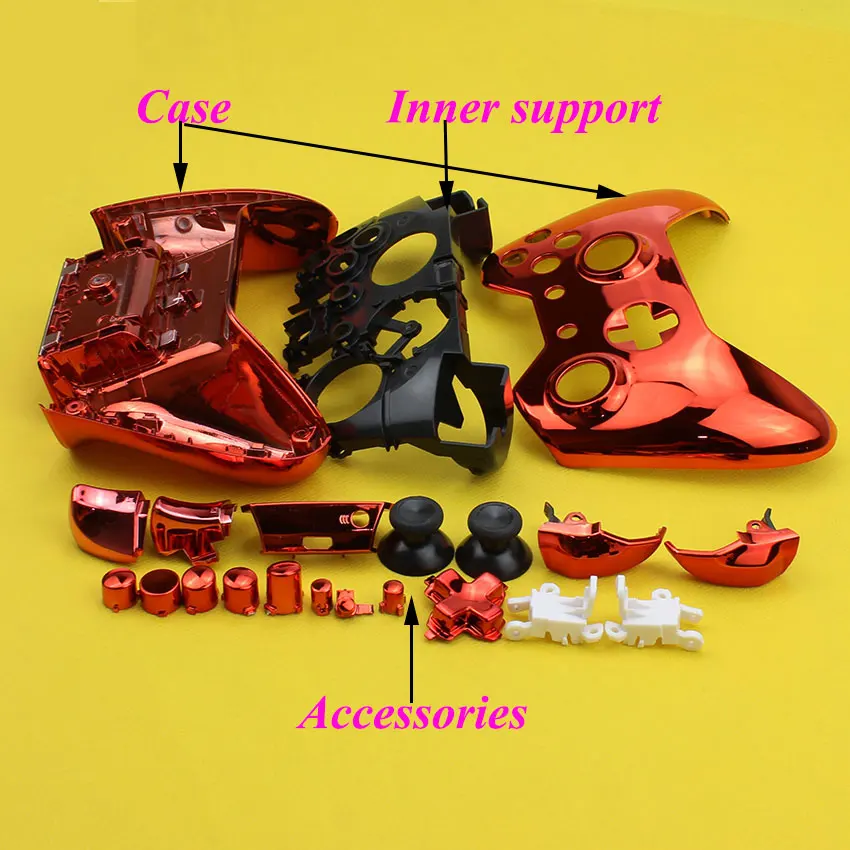 1ชุดสำหรับ Xbox One ชุดเปลี่ยน Chrome เต็มรูปแบบและปุ่มพลาสติกสีเปลี่ยน