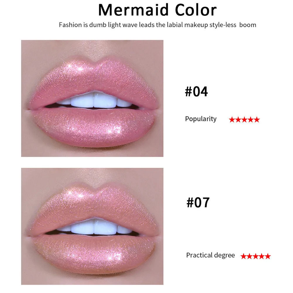 HANDAIYAN Holographic Glow Liquid Lip Gloss Lipstick Lip Tint Tattoo  Laser Mermaid Pigment Lipgloss Plumper Gloss Make Up TSLM2