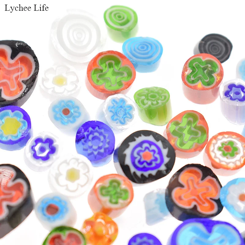 Lychee Life 28g/Bag Mixed Beautiful Colorful Flower Fusing Glasses Microware Kiln Accessories DIY Craft Decoration