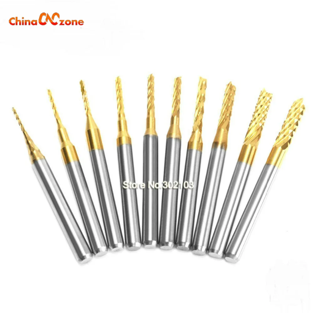 Carbide Cutter Tool Router Drill Bits for Wood CNC Metal Head Groove Cutter PCB 2.4mm Carbide End Mill Engraving Bits