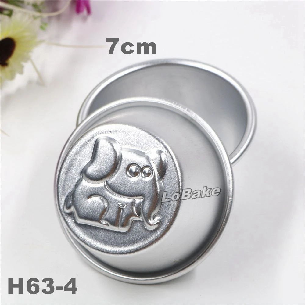 (10pcs/lot) New 7cm diameter elephant shape aluminium round cup tray cupcake molding pudding mould jelly mold DIY bakery tools