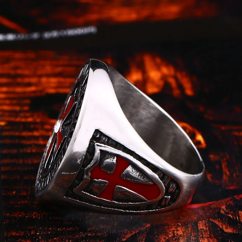 Beier 316L stainless steel Temple Red Cross Knight Men's Ring Shield Guards High Quality Jewelry Wholesale Gift