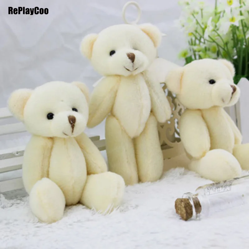 

100pcs/lot Mini Teddy Bear Stuffed Plush Toys 12cm Small Bear Stuffed Toys white pelucia Pendant Kids Birthday Gift Decor 045