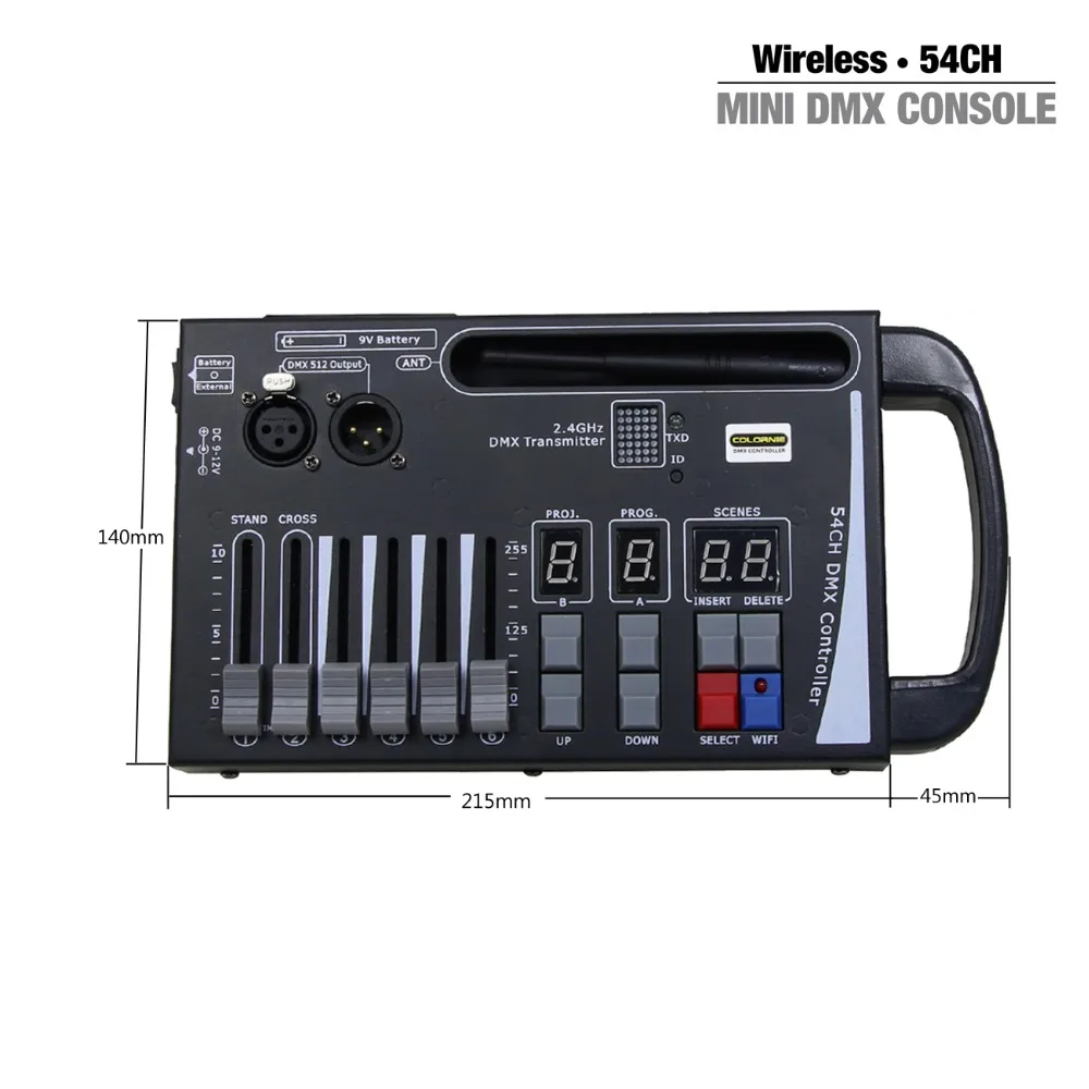 Imagem -03 - Controlador Dmx sem Fio com Transmissor Dmx512 9v Alimentado por Bateria 12v dc