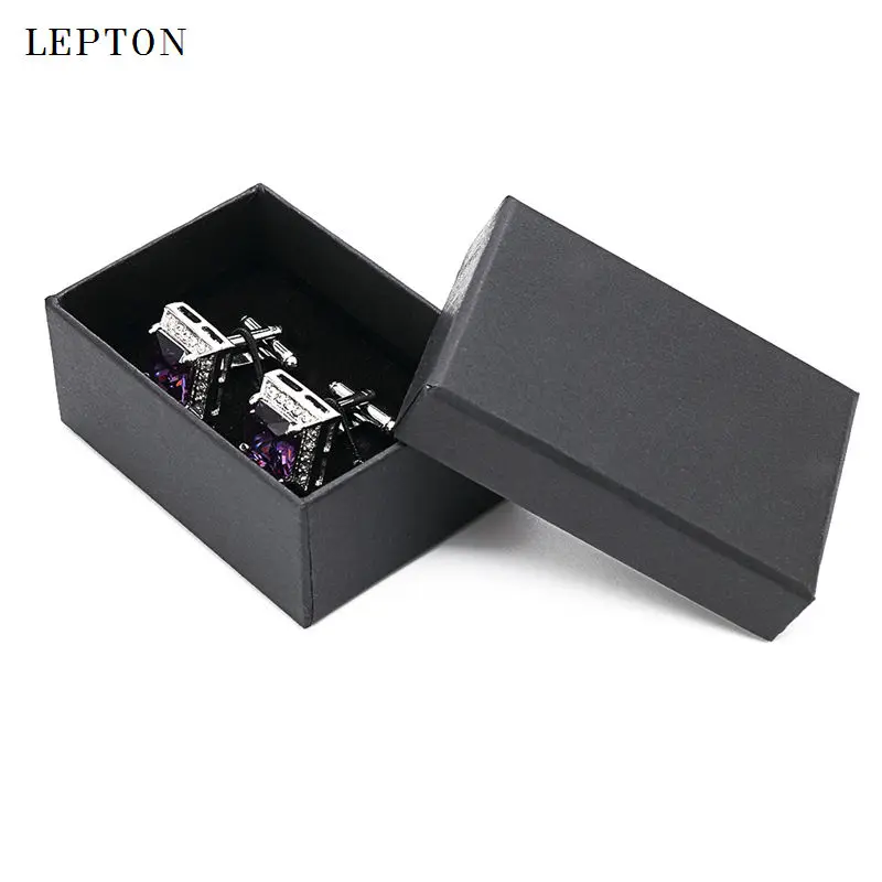 Hot Sales Purple AAA Zircon Cufflinks Luxury Lepton High Quality Crystal Groom Wedding CuffLink For Mens Business Gifts Gemelos