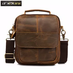 Real Leather Male Casual Design Shoulder Messenger bag Grey Fashion Cross-body Bag 8