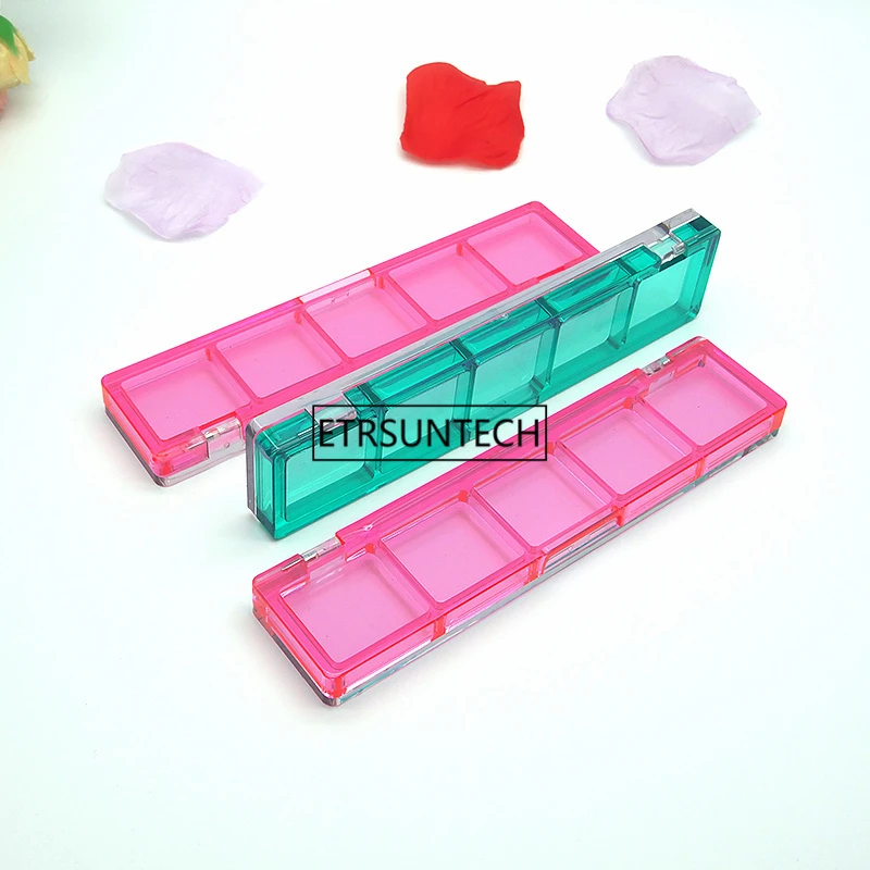 

100pcs Empty Green Pink Eyeshadow Container Case 5 Girds Pans Cosmetic Blusher Compact Lipstick Container F2376